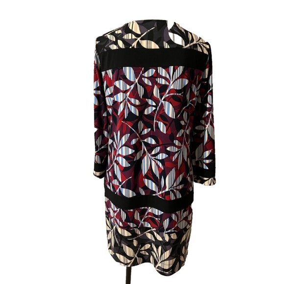 BCBGMaxAzria Shift Dress M Medium 3/4 Long Sleeve Stretch Multicolor Washable - Picture 2 of 8
